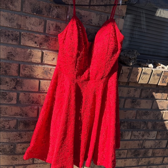 Speechless Dresses & Skirts - Speechless Red Lace Spaghetti Strap Mini Dress